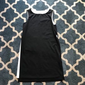 Fleur and stone black and white split side dress